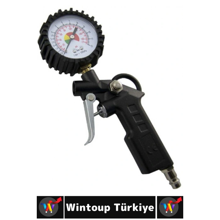 Profesyonel Hızlı Lastik Şişirme Tabancası Hassas Manometreli BAR PSI Ölçümlü Saatli Hava Tabancası