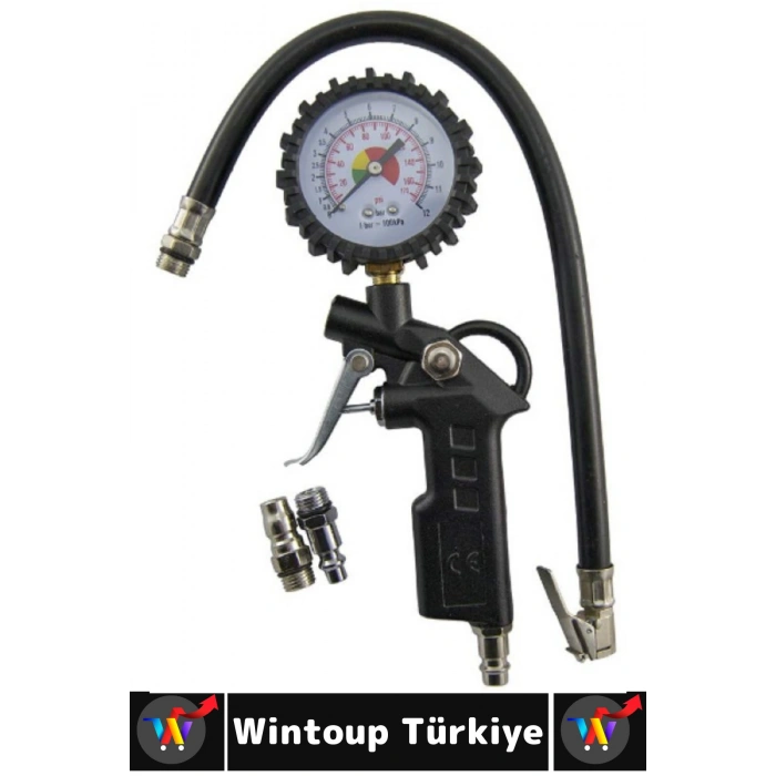 Profesyonel Hızlı Lastik Şişirme Tabancası Hassas Manometreli BAR PSI Ölçümlü Saatli Hava Tabancası