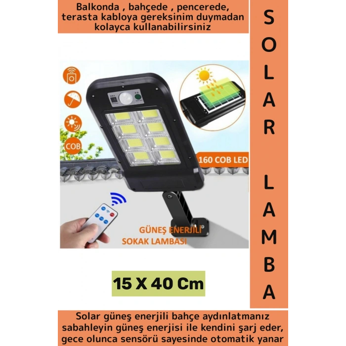 Dış Mekan Dekoratif Bahçe Balkon Teras Villa Çok Şık Uzaktan Kumandalı 160 Led Solar Bahçe Lambası