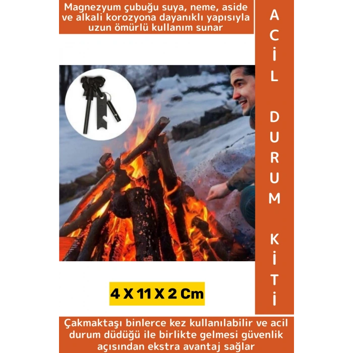 Dayanıklı Outdoor Kamp Piknik Ateş Acil Durum SOS Düdük Magnezyum Çakmaktaşı Özel Hayatta Kalma Kiti