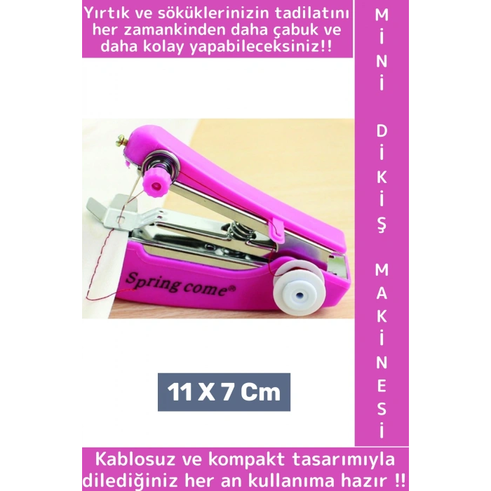 Seyahat Tipi Yırtık Sökük Onarımı Pratik Portatif Çanta Cep Boy Çok Şık Kablosuz Mini Dikiş Makinesi