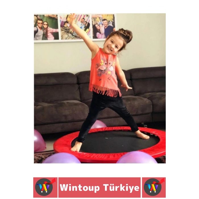 Kolay Montaj Dayanıklı Çelik Gövde Outdoor Bahçe Teras Kamp Spor Eğlenceli Kırmızı Trambolin 102 Cm