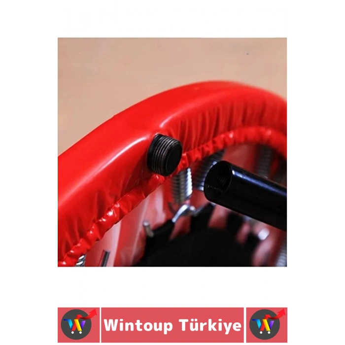 Kolay Montaj Dayanıklı Çelik Gövde Outdoor Bahçe Teras Kamp Spor Eğlenceli Kırmızı Trambolin 102 Cm