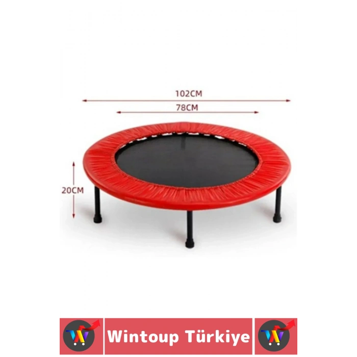 Kolay Montaj Dayanıklı Çelik Gövde Outdoor Bahçe Teras Kamp Spor Eğlenceli Kırmızı Trambolin 102 Cm