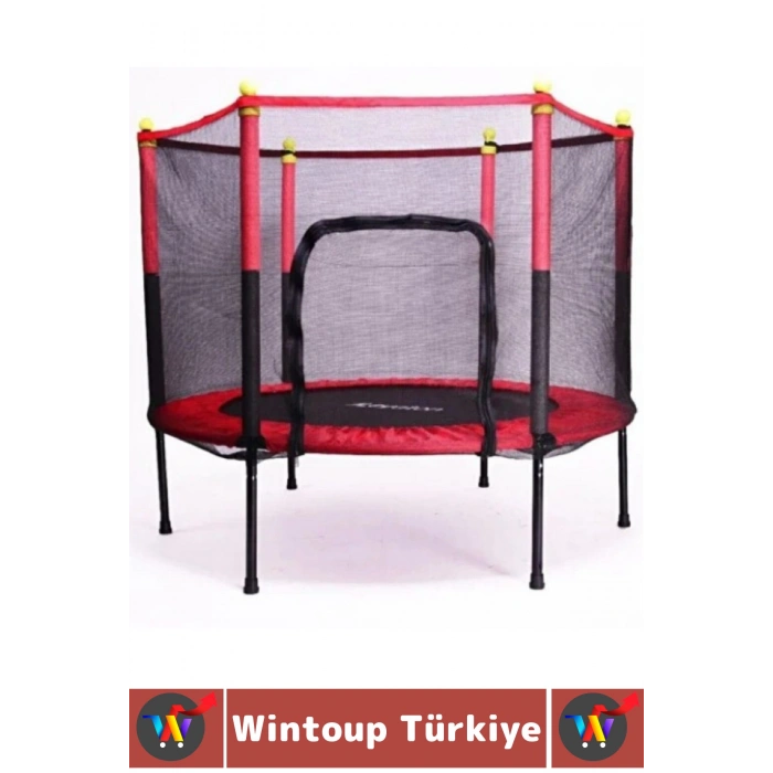 Dayanıklı Çelik Gövde Bahçe Teras Outdoor 100 Kg Kapasiteli Eğlenceli Koruma Fileli Trambolin 140 Cm