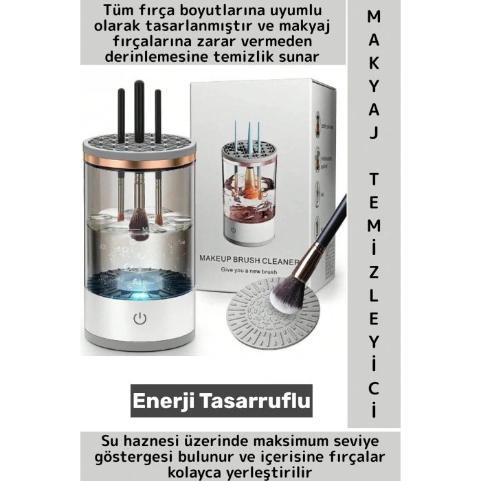 Kolay Kullanım Maksimum Göstergeli Tek Dokunuş Sensörlü Şık Pratik Makyaj Fırçası Temizleme Makinesi