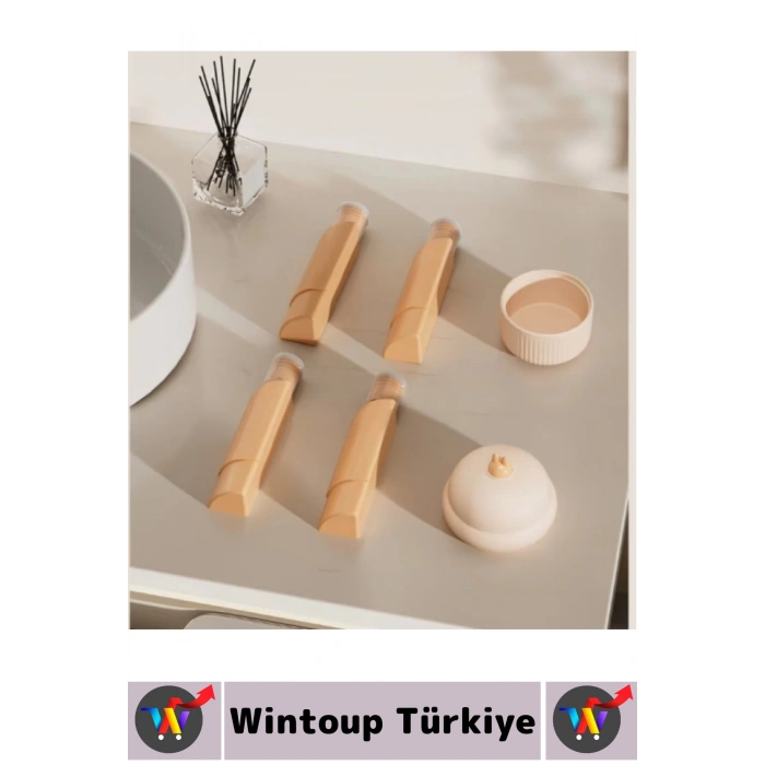 Özel Tasarım Sızdırmaz Kapaklı Şampuan Sabun Saç Kremi Hijyenik Kompakt Şık Seyahat Şişesi 4lü Set