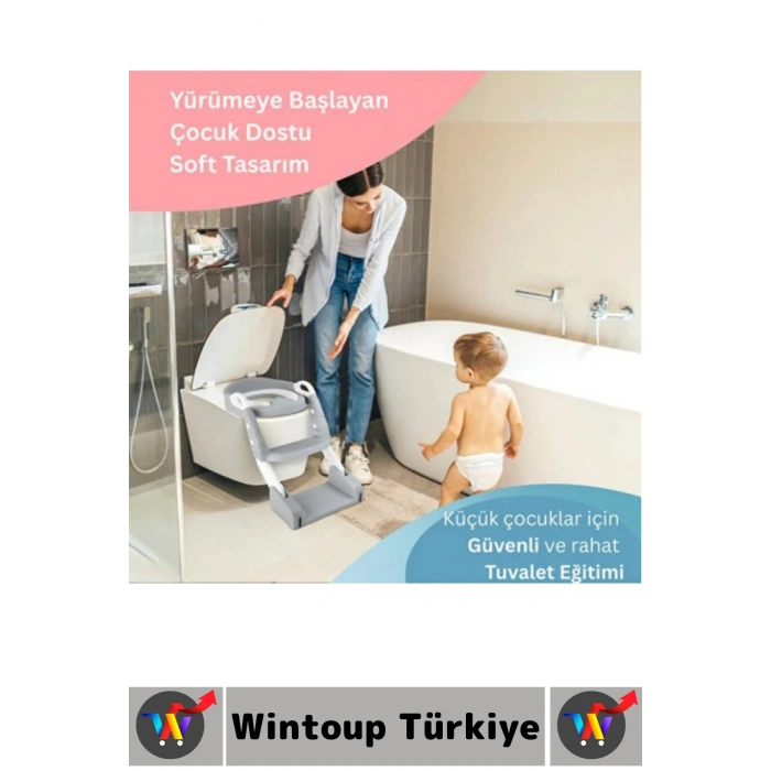 Eğitici Çocuk Özgüven Kazanımı Konforlu Kaymaz Ayarlanabilir Merdiven Klozet Tuvalet Eğitimi Aparatı