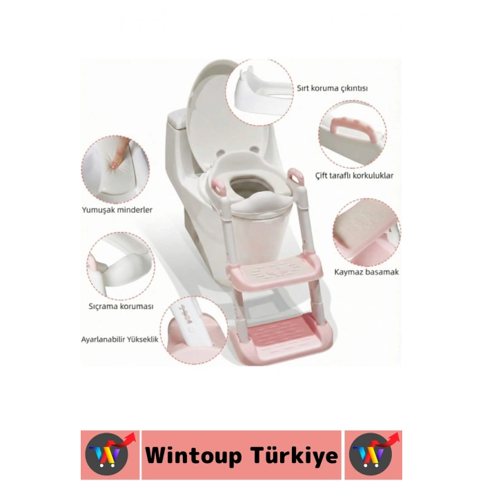 Eğitici Çocuk Özgüven Kazanımı Konforlu Kaymaz Ayarlanabilir Merdiven Klozet Tuvalet Eğitimi Aparatı
