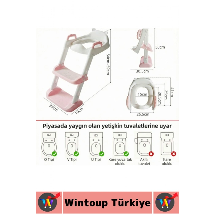 Eğitici Çocuk Özgüven Kazanımı Konforlu Kaymaz Ayarlanabilir Merdiven Klozet Tuvalet Eğitimi Aparatı