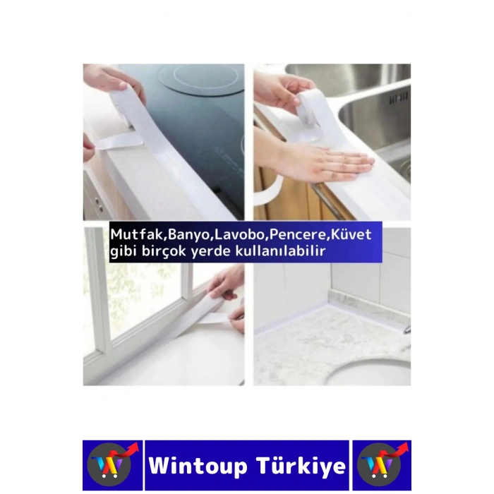 Uzun Ömürlü Su Nem Küf Dayanıklı Mutfak Lavabo Pencere Kenar Yalıtım Bandı 2.5 Cm X 3.2 Metre 3 Adet