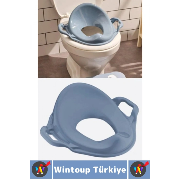 Dayanıklı Sert Plastik Çocuk Tuvalet Eğitimi Kaymaz Taban Hijyenik Renkli Kulplu Klozet Adaptörü