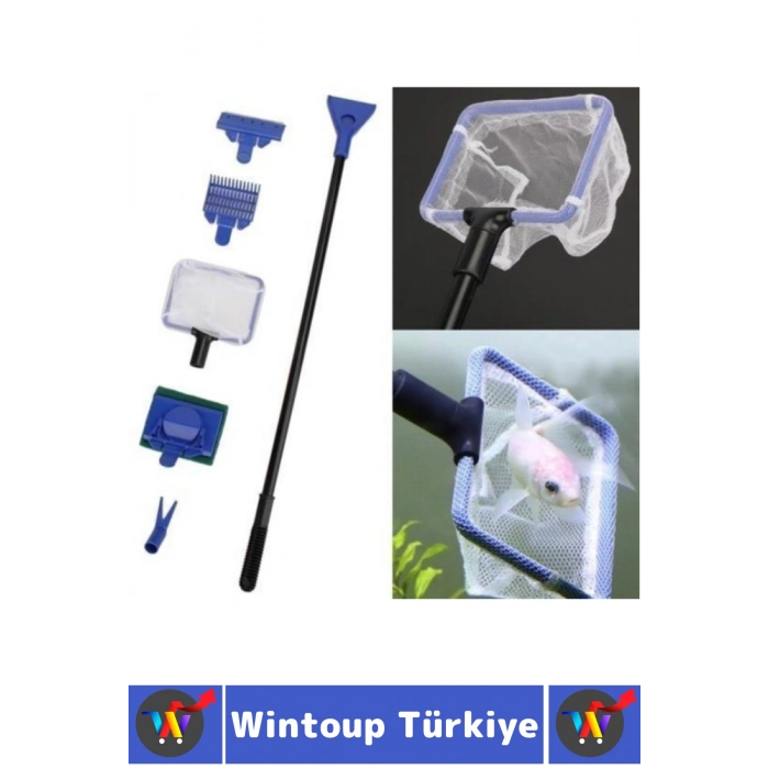 Premium Tatlı Tuzlu Su Cam Yosun Kir Atık Dip Derin Temizlik Akvaryum Tankı Temizleme 5li Özel Set