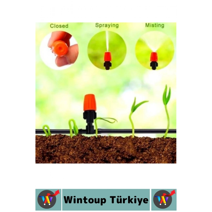 Dayanıklı Plastik Balkon Bahçe Sera Bitki Akış Kontrol Vanalı Pratik 10 Metre Sulama Sistemi Seti