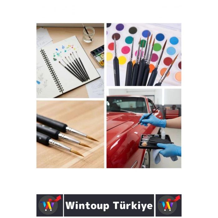 Dayanıklı Kopmaz Kıl Hassas Detay Boyama El Sanatları Hobi Araba İnce Detay Rötuş Fırça Seti 10 Adet