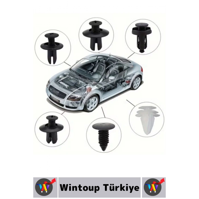 Oto Tampon Çamurluk Kaput Bagaj Kapı Döşeme Çok Amaçlı Plastik Bağlantı Perçin Klips Seti 100 Parça