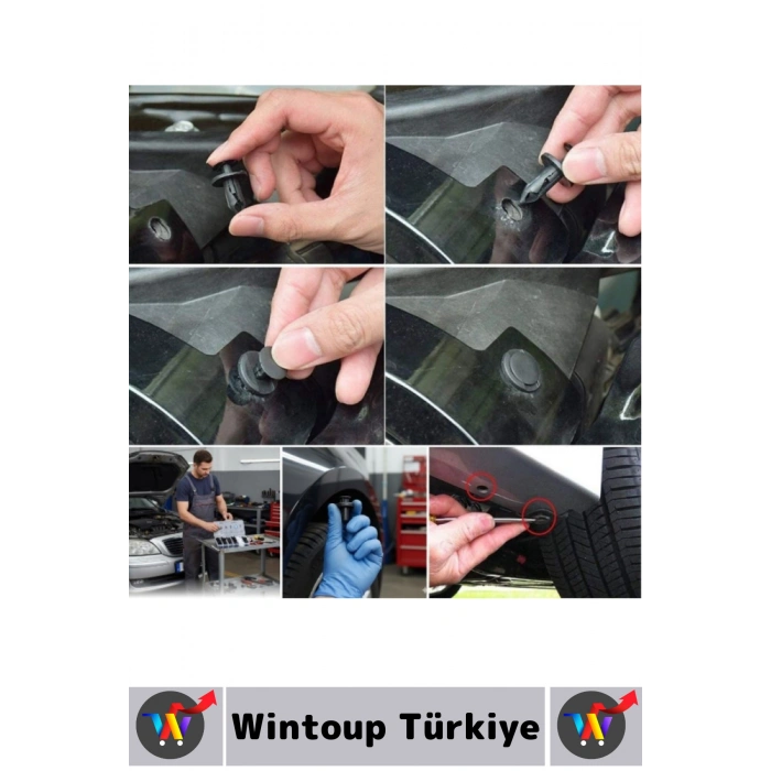 Oto Tampon Çamurluk Kaput Bagaj Kapı Döşeme Çok Amaçlı Plastik Bağlantı Perçin Klips Seti 100 Parça