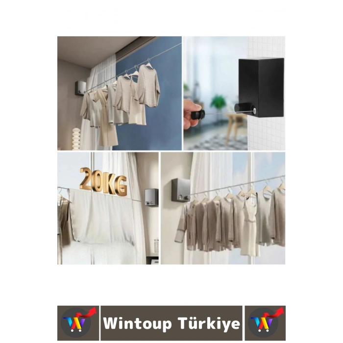 Kompakt Nem Rutubete Dayanıklı Banyo Balkon Dar Alanlar İçin Şık Pratik Geri Çekilebilir Çamaşır İpi