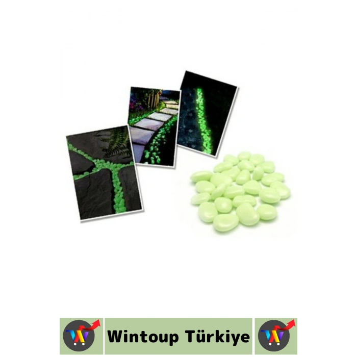 Gece Parlayan Saksı Bahçe Yürüyüş Yolu Otopark Havuz Akvaryum Çok Şık Fosforlu Çakıl Taşı 100 Adet