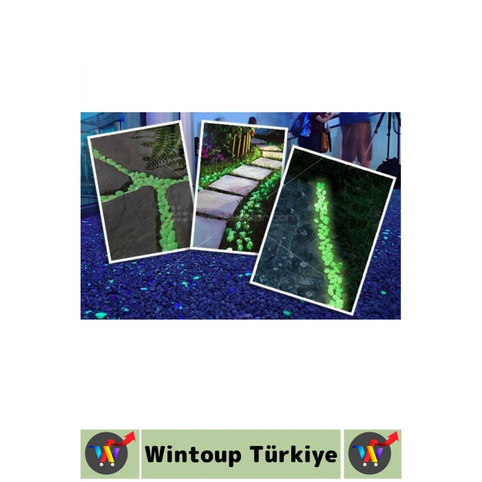 Gece Parlayan Saksı Bahçe Yürüyüş Yolu Otopark Havuz Akvaryum Çok Şık Fosforlu Çakıl Taşı 100 Adet