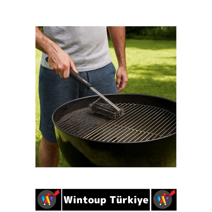 Ergonomik Sert Dayanıklı Kıl Yağ Kir Kalıntı Kömür Hijyenik Barbekü Mangal Izgara Temizleme Fırçası