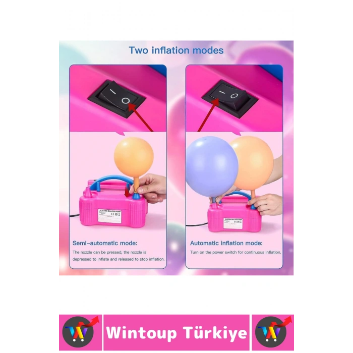 Güçlü Motor Kaydırmaz Ayaklı Doğum Günü Düğün Nişan Parti Elektrikli Hızlı Balon Şişirme Makinesi