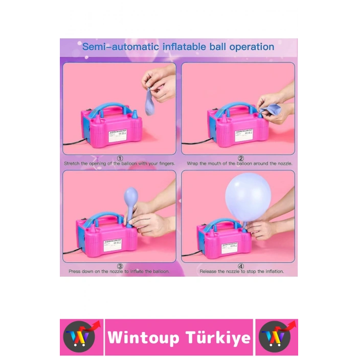 Güçlü Motor Kaydırmaz Ayaklı Doğum Günü Düğün Nişan Parti Elektrikli Hızlı Balon Şişirme Makinesi