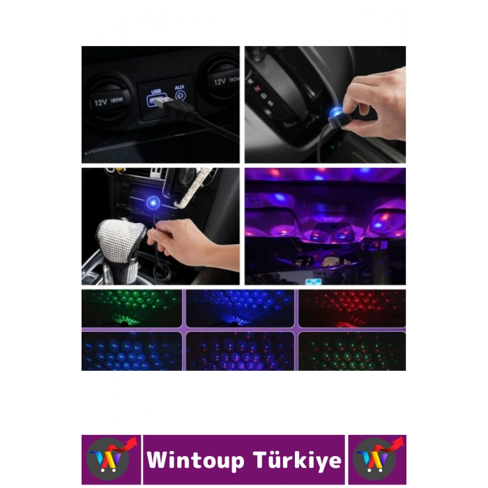 Ev Ofis Kamp 8 Farklı Işık Modu Sese Duyarlı Pratik Tak Çalıştır Çok Şık USB Araç İçi Ambiyans Işığı