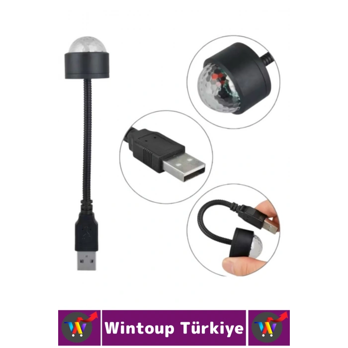 Ev Ofis Kamp 8 Farklı Işık Modu Sese Duyarlı Pratik Tak Çalıştır Çok Şık USB Araç İçi Ambiyans Işığı