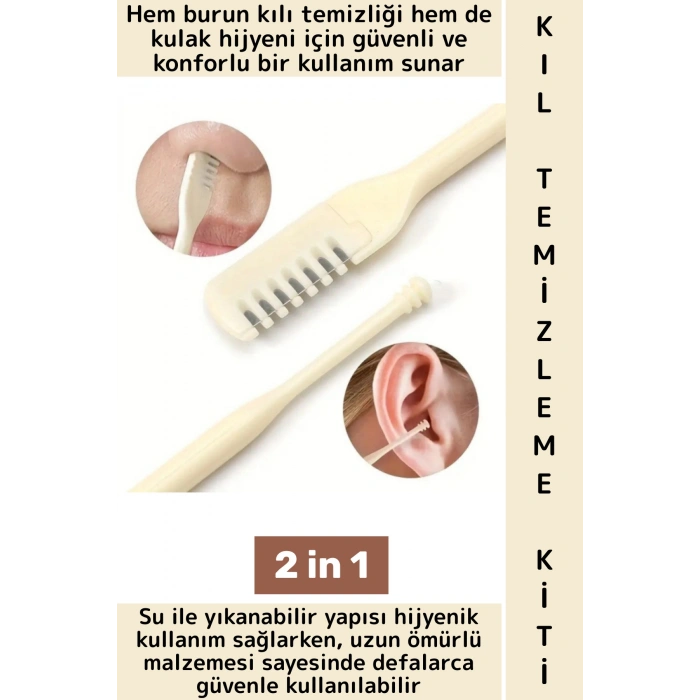 Kişisel Bakım Yıkanabilir Tekrar Kullanılabilir Pratik Hijyenik Kulak Burun Kıl Temizleme Kiti 2in1