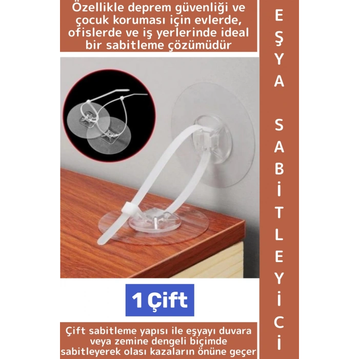 Kendinden Yapışkanlı Deprem Bebek Odası Güvenlik Ofis İş Yeri İSG Eşya Sabitleyici Aparat 1 Çift