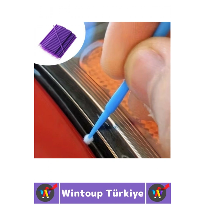 İnce Uç Yumuşak Kıl Boya Çizik Kapama Temizlik Mini Tek Kullanımlık Esnek Araba Rötuş Fırçası 100lü