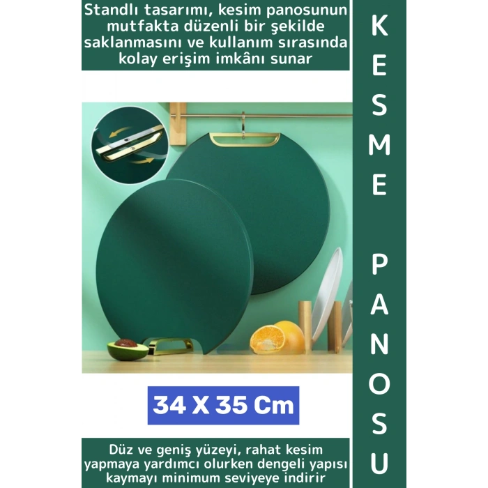 Premium Geniş Yüzeyli Kaymaz Mutfak Et Balık Ekmek Doğrama Dilimleme Hijyenik Standlı Kesim Panosu