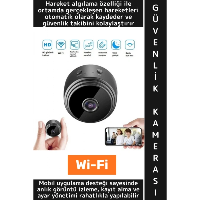Premium Mobil Uygulamalı Gece Görüşü Bebek Çocuk Odası Ev Ofis Şık HD Wi-Fi Mini Güvenlik Kamerası