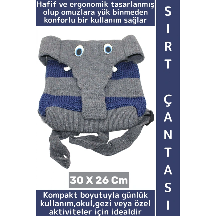 Konforlu Gündelik Okul Gezi Mitolojik Mahendra Fil Tasarımlı Şık Kadın Erkek Sırt Çantası 30 X 26 Cm