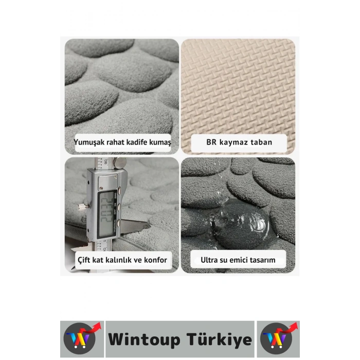 Konforlu Kalın Yumuşak Hafızalı Köpük Ultra Emici Kaydırmaz Şık Tuvalet Evcil Hayvan Banyo Paspası