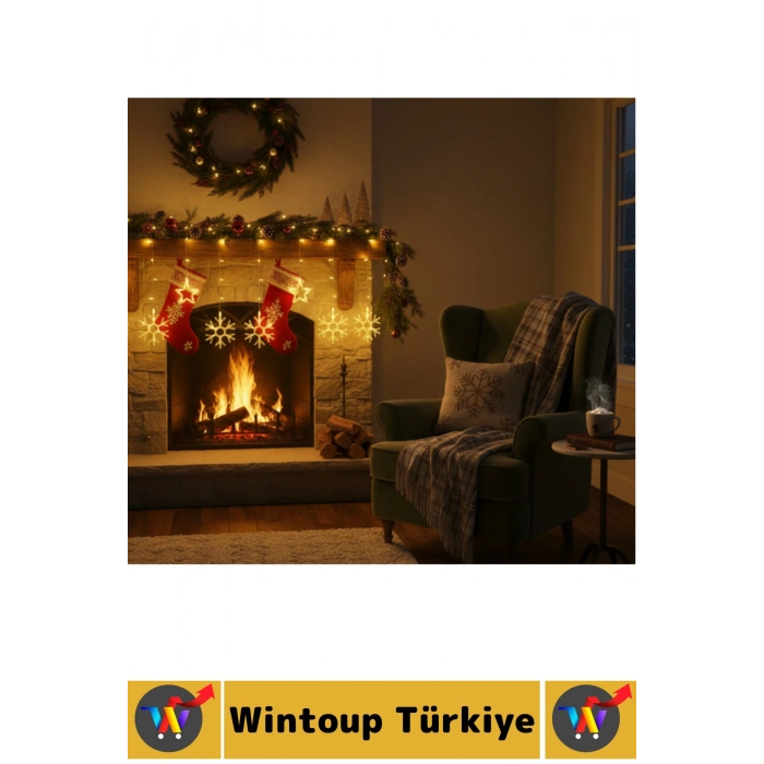 Dış Mekan Balkon Vitrin Süsleme 8 Mod Fişli Eklemeli 5+5 Metre 10 Saçaklı Kar Tanesi Perde LED Işık