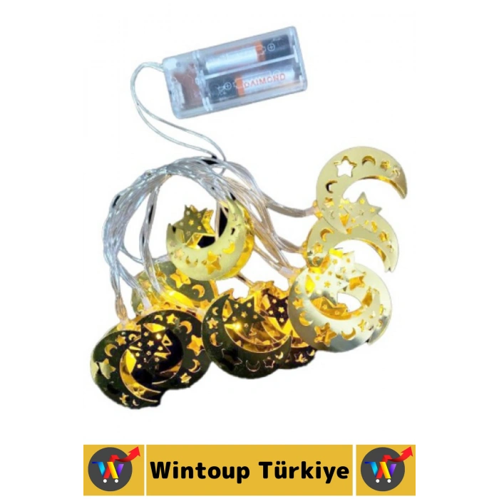 Ev Dekorasyonu Mağaza Vitrin Süsleme Şık Estetik Ay Yıldız Figürü Dekoratif Ramazan LED Işık 2 Metre