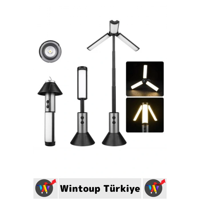 Outdoor Fener Masa Lambası Tasarımlı Piknik Çadıra Asılabilir Şarj Edilebilir Teleskopik Kamp Işığı