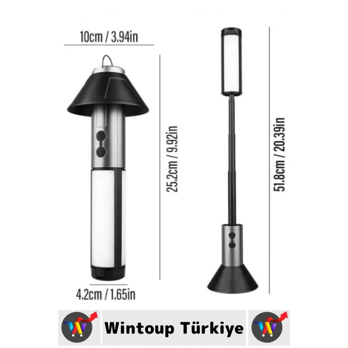 Outdoor Fener Masa Lambası Tasarımlı Piknik Çadıra Asılabilir Şarj Edilebilir Teleskopik Kamp Işığı