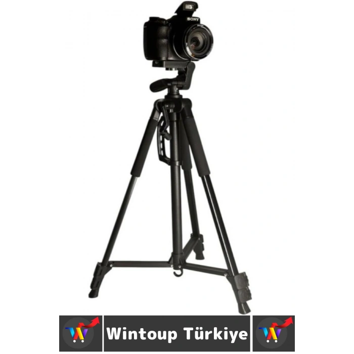 Premium Vlog Çekim Teleskopik Döner Başlık Yatay Dikey Kullanım Taşıma Çantalı 150 Cm Kamera Tripod