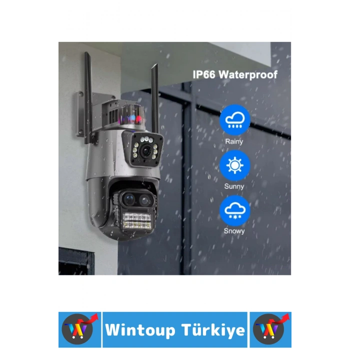 Ev Ofis İş Yeri Gece Modu Çift Ekran İzleme Hareket Algılama 2.4GHz Wi-Fi 3 Lens Güvenlik Kamerası