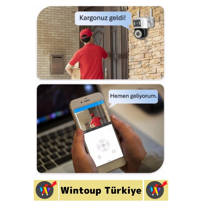 Dış Mekan İş Yeri Gece Görüş İki Yön Ses Hareket Algı 8MP Ultra HD Wifi Çift Lens Güvenlik Kamerası
