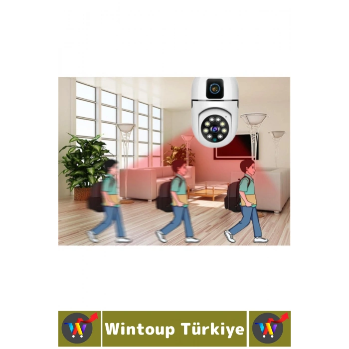 Ev Çocuk Odası Gece Görüş İki Yön Ses Full HD Çift Lensli E27 Duy Girişi Kablosuz Wi-Fi Ampul Kamera