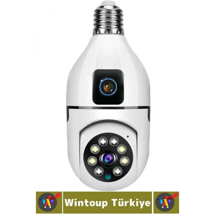 Ev Çocuk Odası Gece Görüş İki Yön Ses Full HD Çift Lensli E27 Duy Girişi Kablosuz Wi-Fi Ampul Kamera