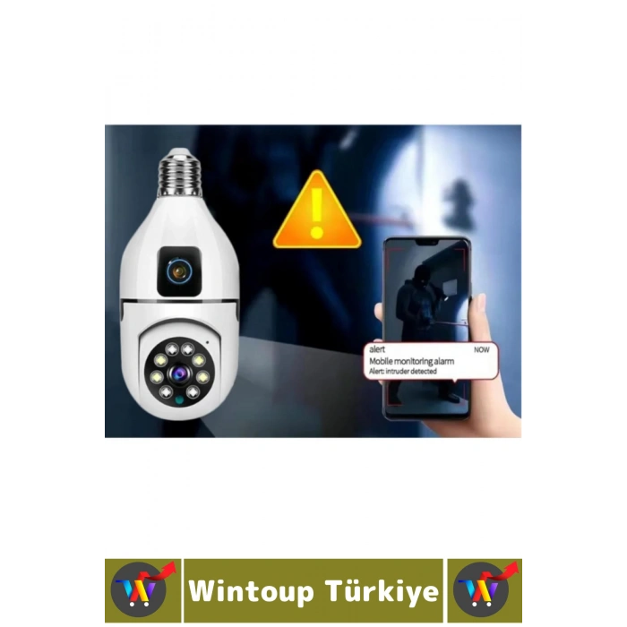 Ev Çocuk Odası Gece Görüş İki Yön Ses Full HD Çift Lensli E27 Duy Girişi Kablosuz Wi-Fi Ampul Kamera