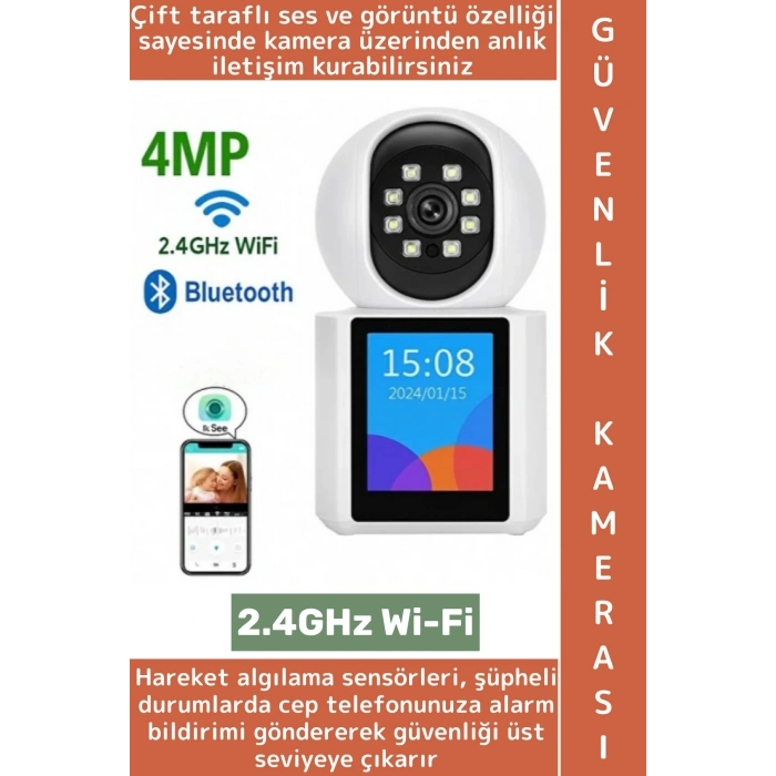Ev Bebek Yaşlı Odası Evcil Hayvan Gözetim Çift Taraflı Ses Hareket Algısı 2.4GHz Wi-Fi Akıllı Kamera