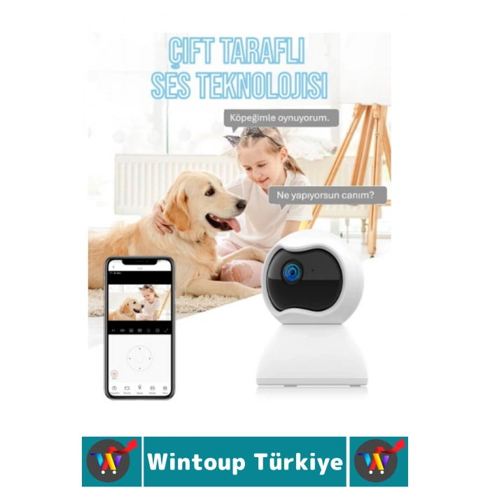 Ev Ofis Bebek Yaşlı Odası Gece Görüş Çift Yön Ses Hareket Algı Uyarı Bildirim Wifi Güvenlik Kamerası