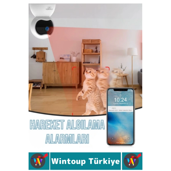 Ev Ofis Bebek Yaşlı Odası Gece Görüş Çift Yön Ses Hareket Algı Uyarı Bildirim Wifi Güvenlik Kamerası