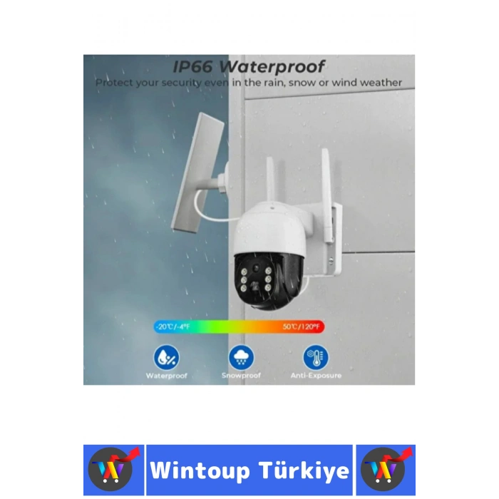 Dış Mekan Ofis İş Yeri Mobil Bildirim Hareket Algı 2.4GHz Wi-Fi Güneş Enerjili Şık Güvenlik Kamerası